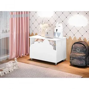 Baú de Brinquedos Nuvem Alegria Infantil com Arandelas Decorativas Branco Divaloto Móveis Baú de Brinquedos Nuvem Alegria Infantil com 2 Arandelas Branco Divaloto Móveis