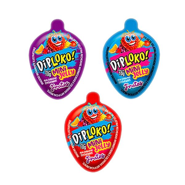 Dip Loko Mini Jelly Frutas Balas de Gelatina Recheadas 10g Danilla