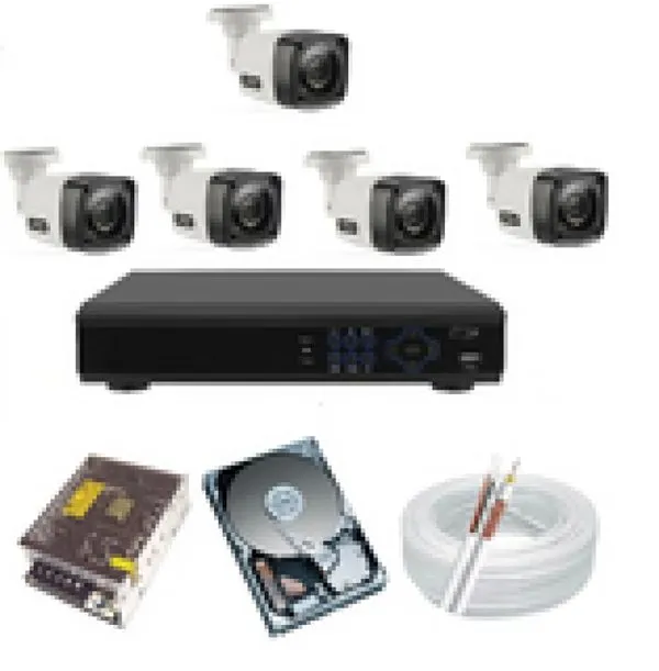 Kit Cftv 5 Câmeras Segurança Infravermelho Hd 1.3 Mp Dvr 8ch c/hd interno