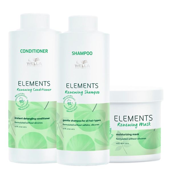 Kit Wella Professionals Elements Renewing - Shampoo 1000 ml + Condicionador 1000 ml + Máscara 500 ml Kit Wella Professionals Elements Renewing - Shampoo 1000 ml + Condicionador 1000 ml + Máscara 500 ml