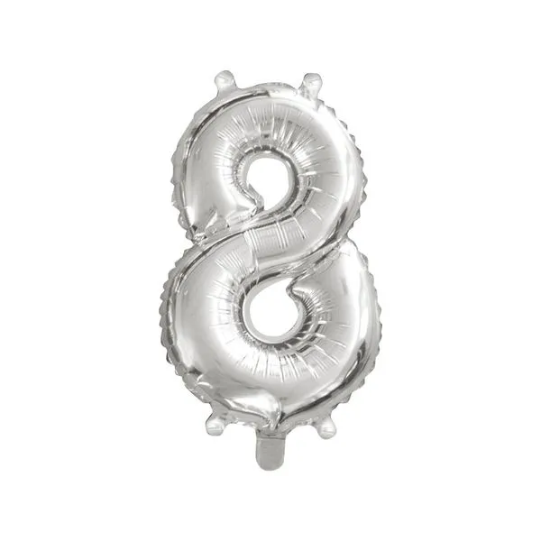 Balão Número 8 Oito Prata Brilhoso 40cm - Brdecor