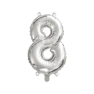 Balão Número 8 Oito Prata Brilhoso 40cm - Brdecor