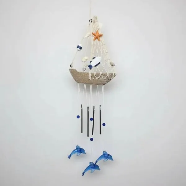Sino dos Ventos Náutico Barco Veleiro com Conchas Estrela-Do-Mar Golfinhos Dantas Sino dos Ventos Náutico Barco Veleiro Conchas Golfinhos Dantas