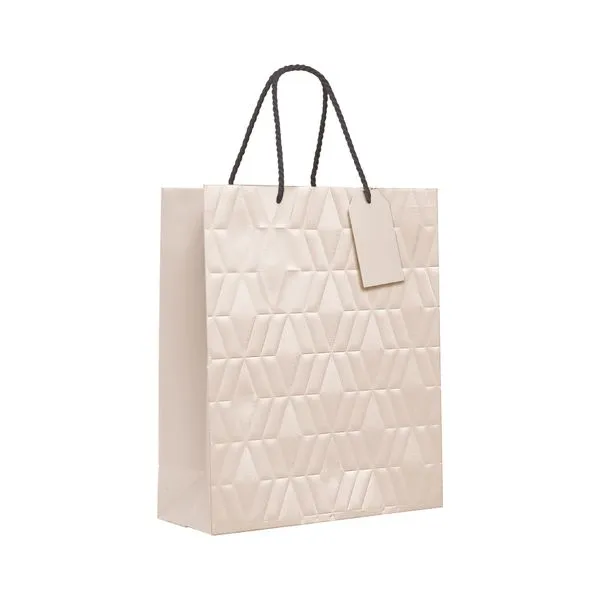 Sacola Premium Com Relevo Marfim M 26x31x10 Com 1 Unidade Sacola Premium Marfim Com Relevo M 1 Unidade 26x31x10