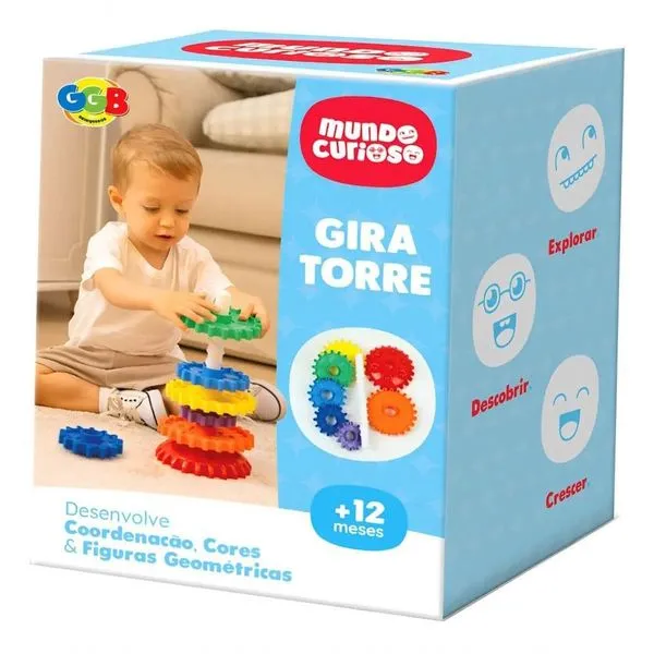 Brinquedo Educativo Gira Torre Estimula Coordenação Motora e Percepção Visual para +12 Meses GGB Plast Brinquedo Educativo Gira Torre Desenvolvimento Infantil +12 Meses GGB Plast
