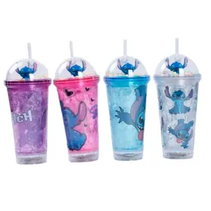 Copo com LED e Canudo 450ml DIS078 Stitch - Disney