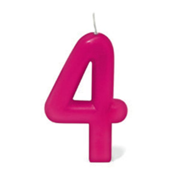 Vela de Aniversário Silver Número 4 Rosa