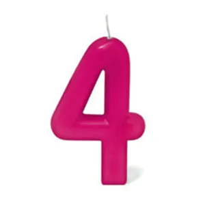 Vela de Aniversário Silver Número 4 Rosa