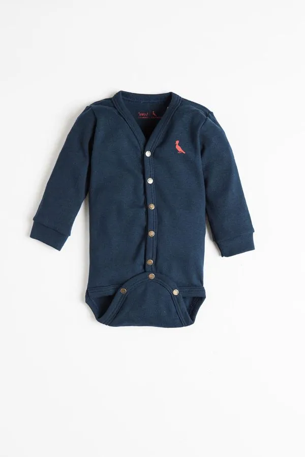 Macacao Mini Baby Aberto Ml Azul Marinho_az - 0-3