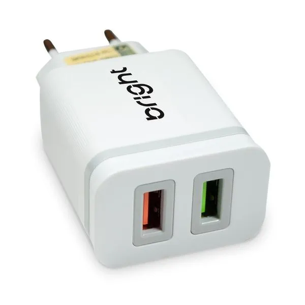 Carregador Ultra Rápido Bright Com 2 USB 18W AC588 (MP)