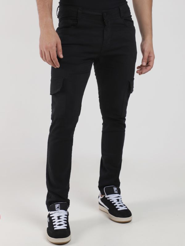Calça Sarja Slim Cargo Masculina PRETO 40