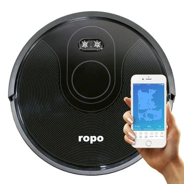 Aspirador Robô Ropo Glass3 4 em 1 com Controle Remoto e Filtro Removível Preto Bivolt Aspirador Robô Ropo Glass 3 Preto 4 Em 1 Bivolt 220V