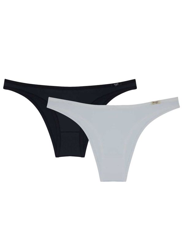 Kit de Calcinhas Tanga Mini Classic 01- 2 und PRETO/BRANCO M
