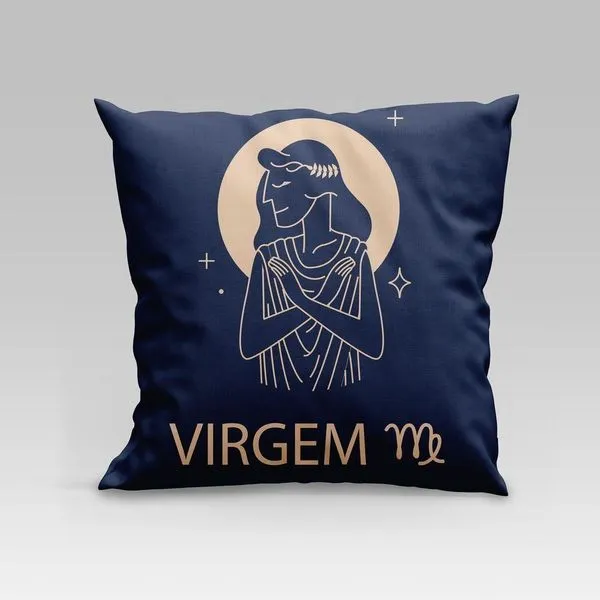 Capa De Almofada Estampada Signos Do Zodíaco Em Veludo Suede 45cm X 45cm - Decoração Astrologia Horóscopo Cor Virgem