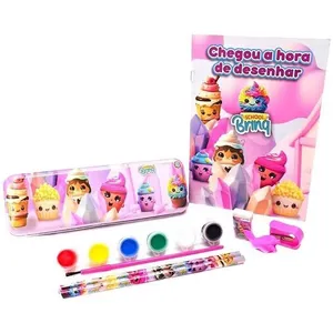 Kit Escolar Polibrinq RS-LL 6 Peças com Estojo Metalizado Pincel e Tintas Kit Escolar Polibrinq RS-LL 6 Peças com Estojo Metalizado