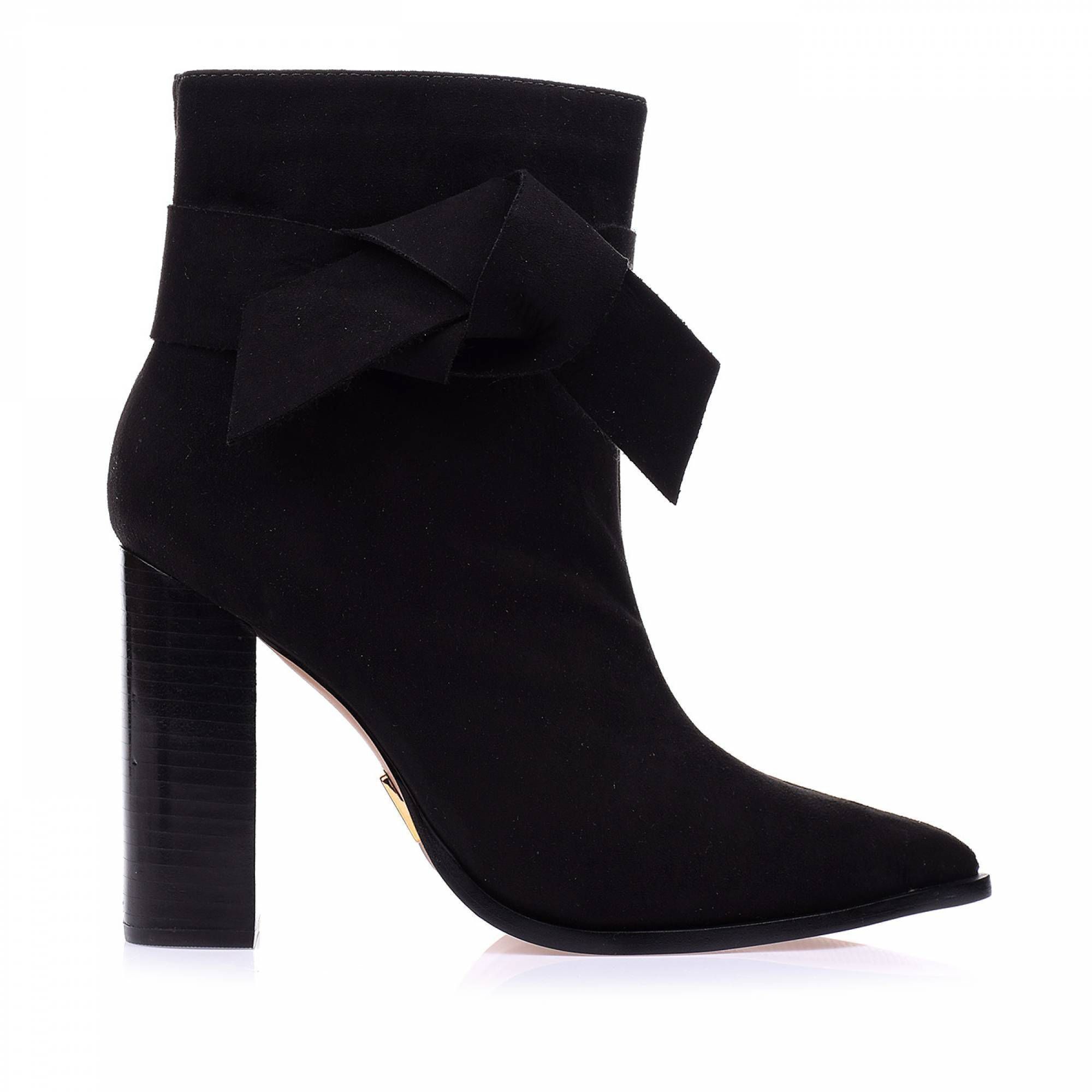 Bota Salto Alto Suede Preto