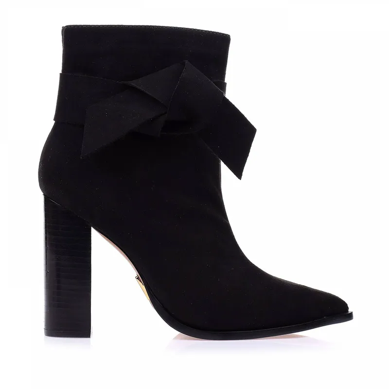 Bota Salto Alto Suede Preto