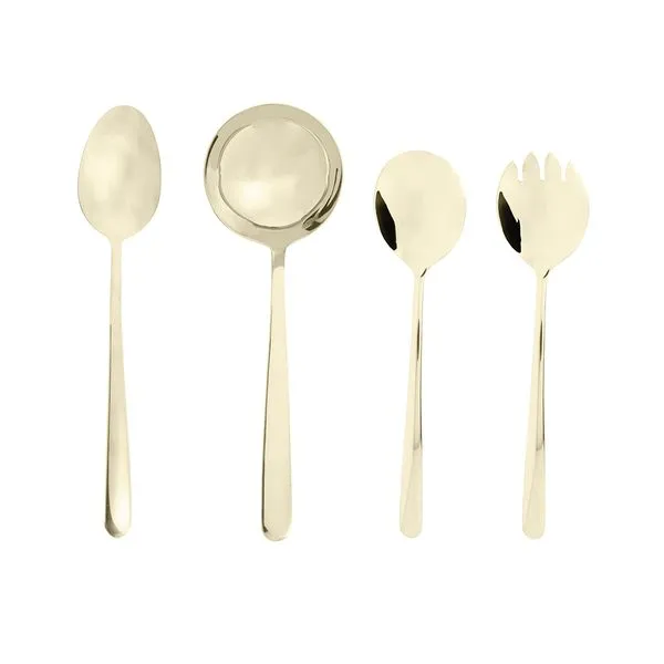 Conjunto Talheres Para Servir Viena Aço Inox Dourado 4 Peças 71900 - Wolff