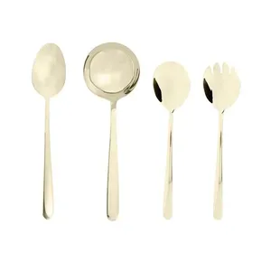 Conjunto Talheres Para Servir Viena Aço Inox Dourado 4 Peças 71900 - Wolff