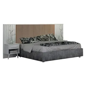 Cabeceira Estofada Milano Queen MDF Tecido Branco Camurça Leifer Móveis Painel Cabeceira Casal Queen Milano Estofada Com Criado Branco Joli Camurça - Leifer Móveis