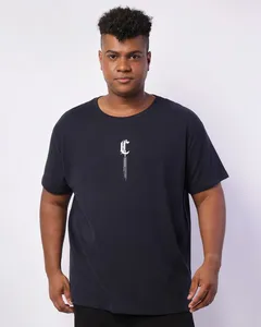 Camiseta Plus Size Masculina Texturizada Manga Curta Marinho G1