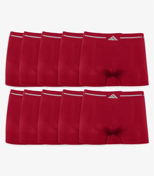 Kit 10 Cuecas Boxer Lisa Microfibra Altomax Vermelho GG