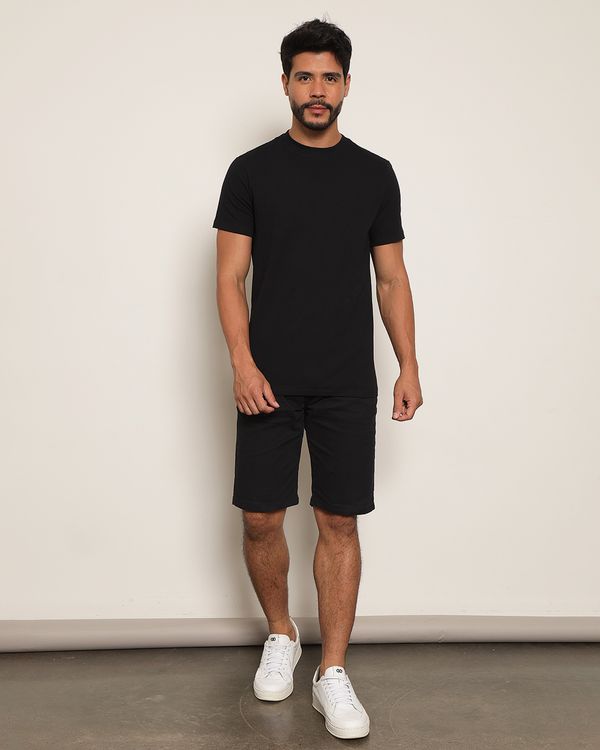 Bermuda Sarja Masculina Reta Com Cordão Preta 44