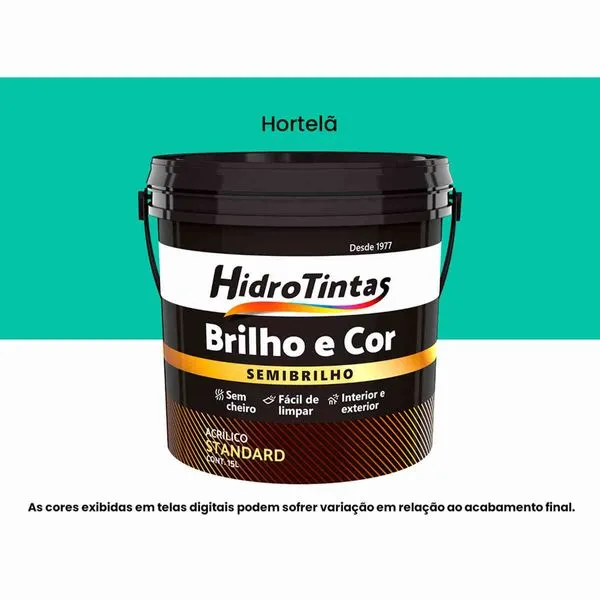 Tinta Acrílica Hidrotintas Standard Semibrilho 15L Brilho E Cor Hortelã (MP)