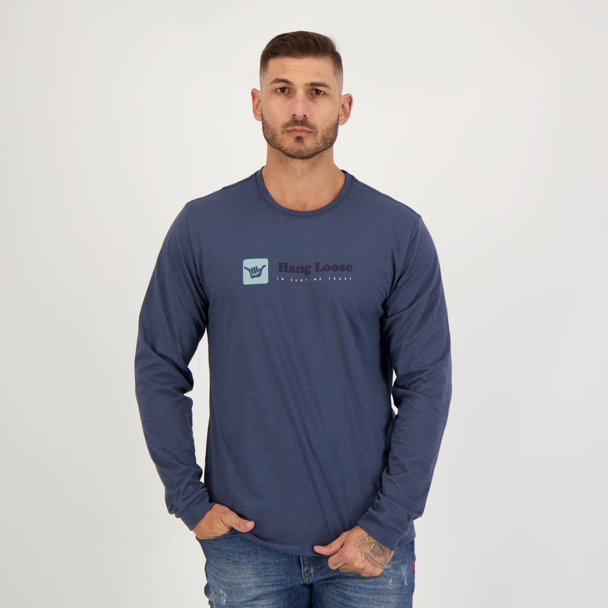 Camiseta Hang Loose Loslogos Manga Longa Azul