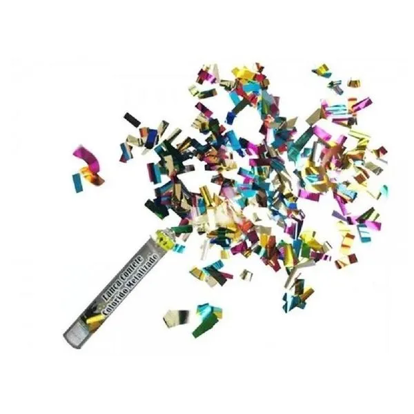 Kit 4 Lança Confete Colorido Metalizado Tubo 30cm Alcance 6 Metros Uso Adulto sem Pólvora Kit 4 Lança Confete Colorido Metalizado Tubo 30cm para Festas Uso Adulto