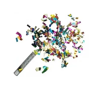 Kit 2 Lança Confete Colorido Metalizado 30cm com Alcance Até 6 Metros para Festa Uso Adulto Kit 2 Lança Confete Colorido Metalizado 30cm para Festa Uso Adulto
