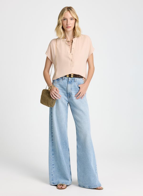 Calça Le Lis Natália Panta Wide Jeans Feminina 42