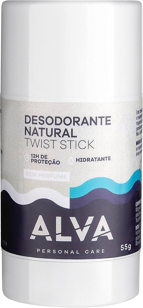 Desodorante Natural Alva Twist Stick Sem Perfume 55g