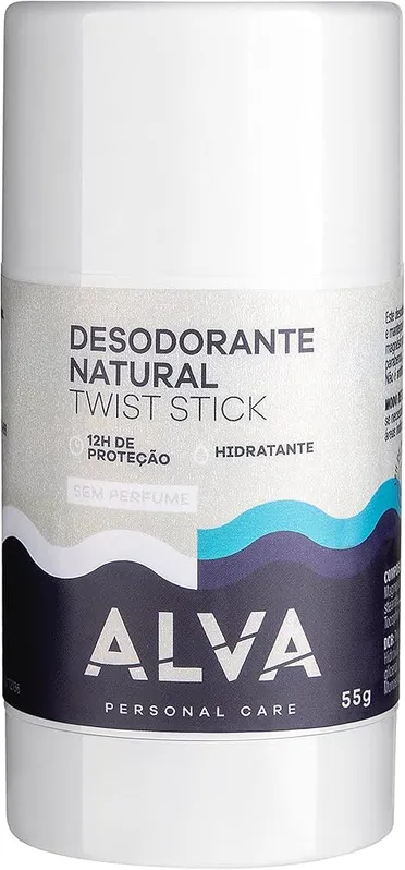 Desodorante Natural Alva Twist Stick Sem Perfume 55g