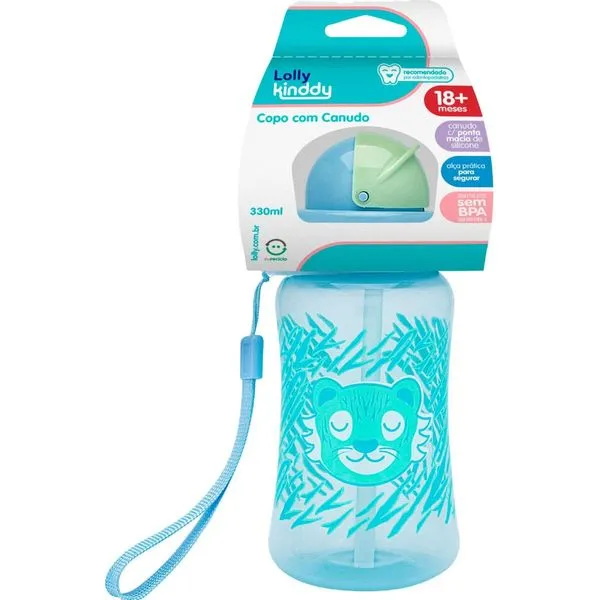 Copo Lolly Zoo Com Canudo Masculino 330ml (MP)