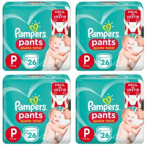 Kit 4 Fraldas Confortsec Pants ”P” Pampers Simples c/26 Unidades cada