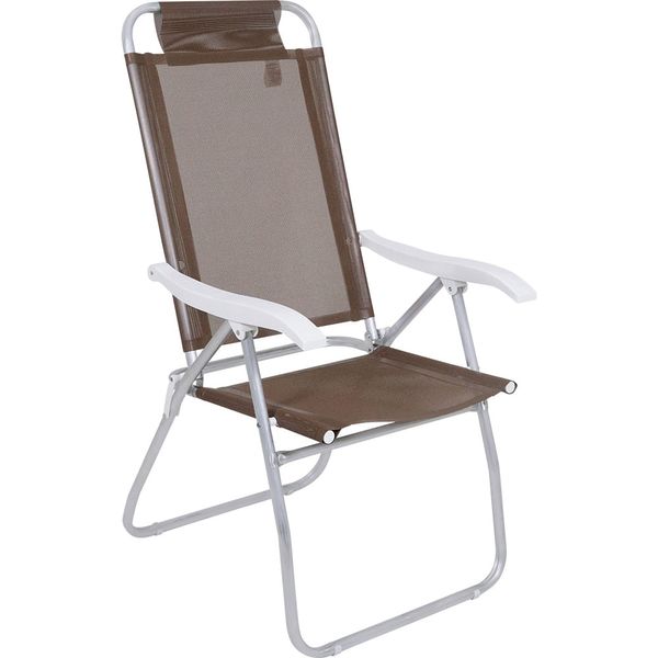 Cadeira de Praia Reclinável Prosa em Aluminio Marrom Bel Único