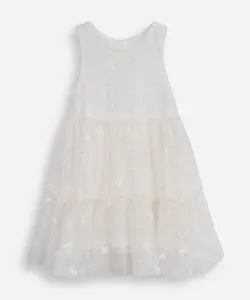 vestido infantil de tule com recortes e brilhos off white 5