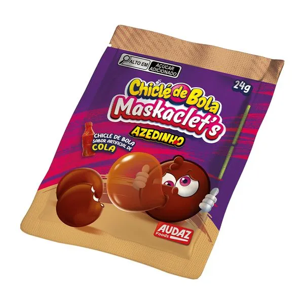 Chiclete Maslaclet's Bola Azedinho 24g Sabor Artificial de Cola 027058074 - Audaz