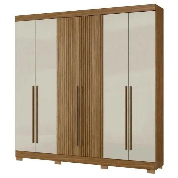 Guarda Roupa Casal 2030230 6 Portas 230 Cm Atacama Areia Ripado Armoveis