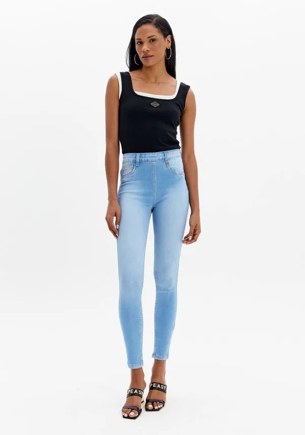 Calça Jeans Jegging Cintura Super Alta Azul 42