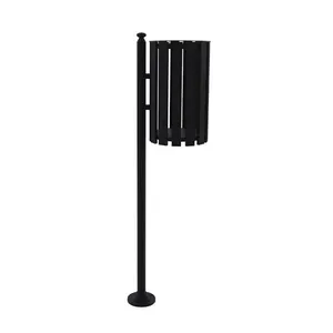 Lixeira de Rua Pátios Parques Simples Tubular para Descarte de Resíduos em Ambientes Externos Preta Lixeira de Rua Pátios Parques Simples Tubular para Ambientes Externos Resistente Preta