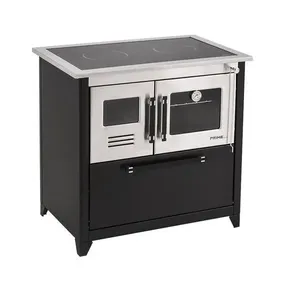 Fogão a Lenha 4 Bocas com Forno a Gás 40L Hidro Prime Glass Preto Direito Modelo 22465 Fogão A Lenha Prime Glass Preto Direito Hidro 22465