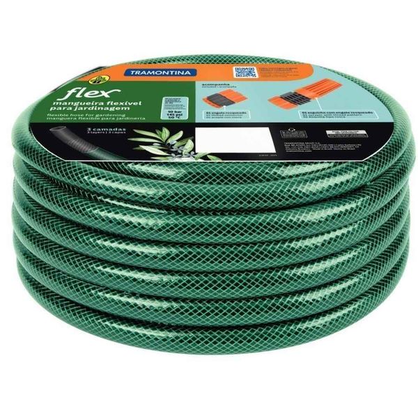 Mangueira 3 Camadas PVC com Engate para Jardim 1/2" x 2mm Tramontina Mangueira para Jardim Flexível com Engate 3 Camadas PVC 30m Tramontina