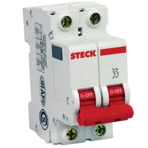 Disjuntor DIN Bipolar com Curva C de 6 Ampères - SDD62C06 - STECK