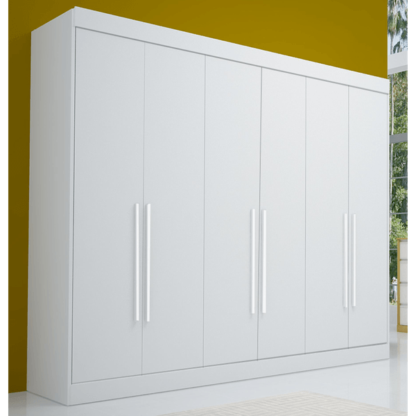 Guarda-Roupa Casal Windsor em MDF 6 Portas 6 Gavetas Bom Pastor Branco