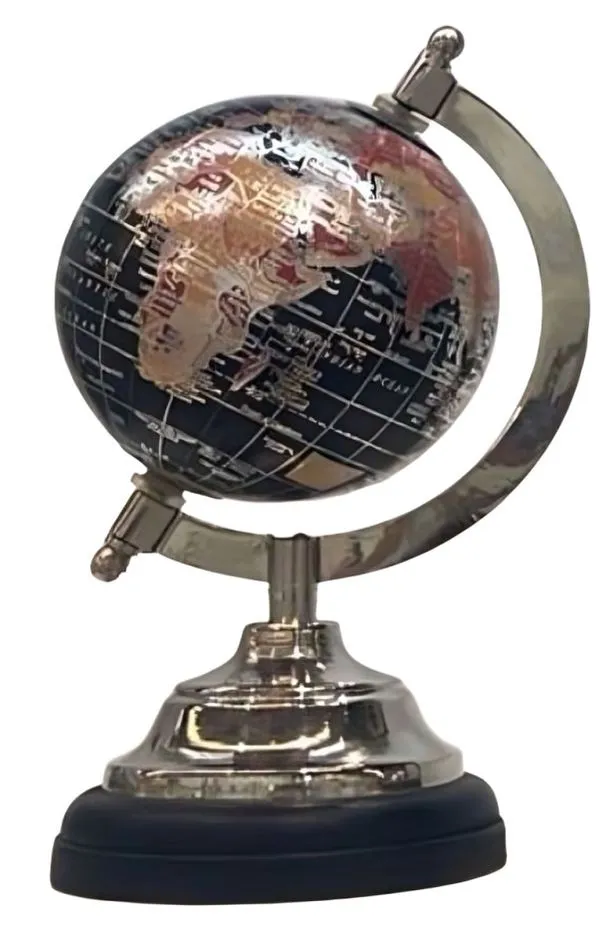 Globo Decorativo Base Madeira E Metal Preto Pequeno