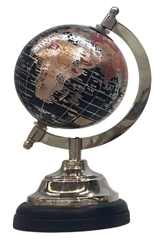 Globo Decorativo Base Madeira E Metal Preto Pequeno