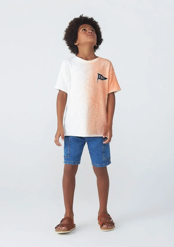 Bermuda Jeans Infantil Menino Em Moletom - Azul 014