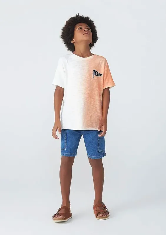 Bermuda Jeans Infantil Menino Em Moletom - Azul 014